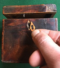 Making an escutcheon for a tea caddy out of Boxwood.